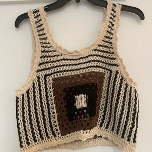 Cotton On Crochet Knit Top with Stripes